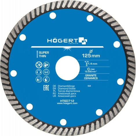 Disque diamantée 125 mm turbo super fine - pour disqueuse /béton, carrelage, brique ...