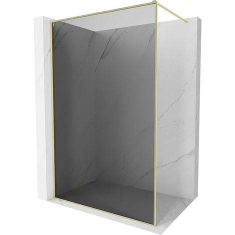 Mexen Kioto-F parete doccia Walk-in con cornice 90 x 202 cm, grafite 8 mm, oro spazzolato - 800-090-104-55-40 (1/5)