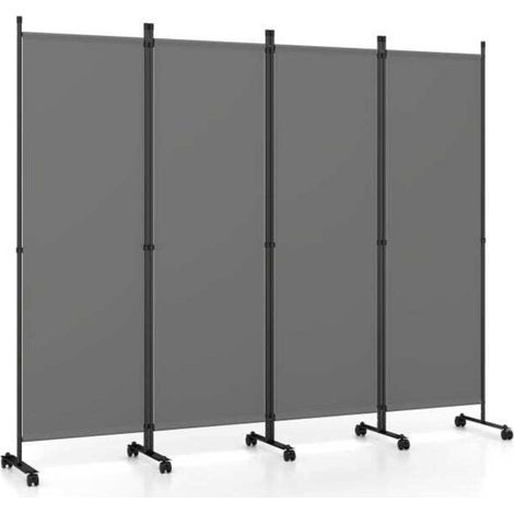 Paravent séparateur de pièce 4 panneaux, pliable avec roulettes verrouillables, écran d’intimité pour salon bureau (1/5)