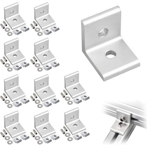 10 Pieces Metal Fixing Brackets, Fixing Brackets (30 x 30 x 27mm), Stainless Steel 90 Degree Angle Shelf Brackets, Metal Brackets for Aluminum (30 x 30 x 27mm) (1/4)