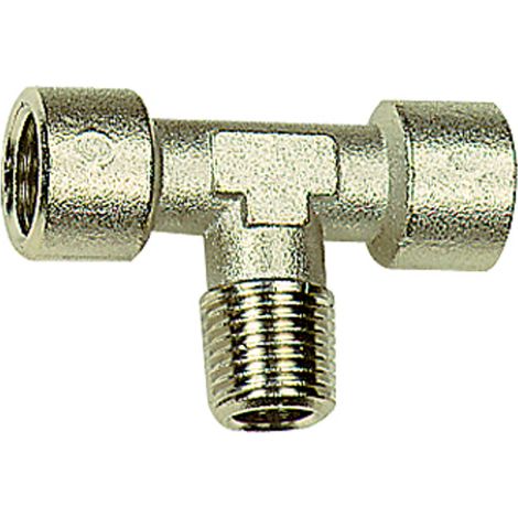 Riegler T-Stück, innen/außen/innen, G/R 1/2, SW 21, Messing vernickelt (1/3)