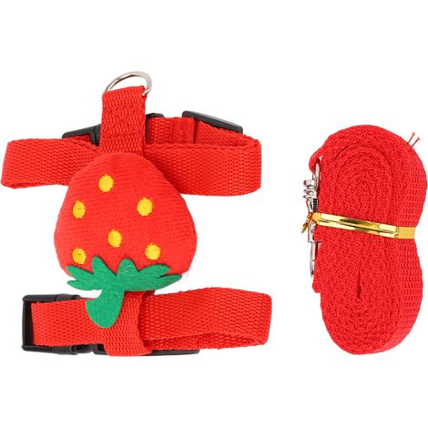 Harnais pour lapin, laisse en Nylon, gilet fraise mignon avec crochet en acier inoxydable pour lapins de compagnie, Chinchillas S (1/5)