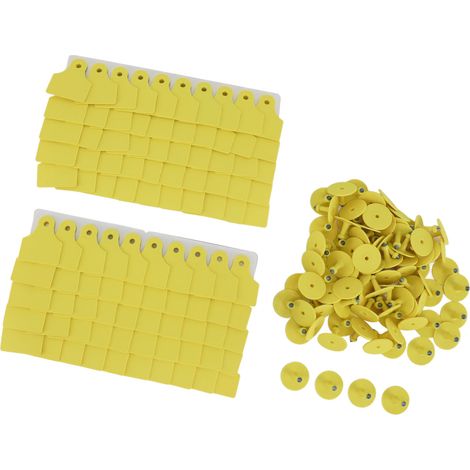 Lot de 100 étiquettes auriculaires vierges auto-étiquetables en TPU écologique pour l'identification des animaux (porcs et moutons). (1/5)