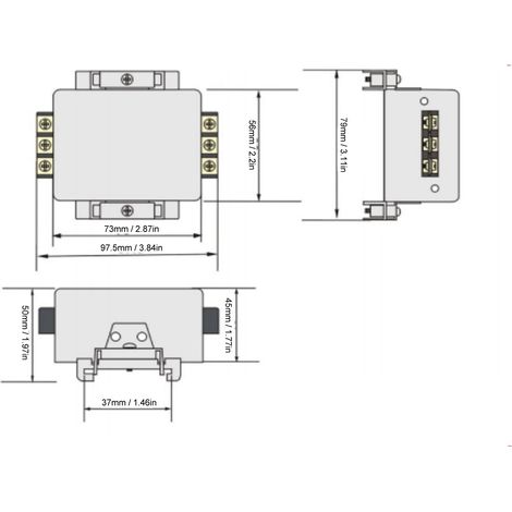 Filtre EMI antiparasite anti-interférence, installation sur rail DIN 35mm, filtre de puissance monophasé 125V 250V, réduction bruit signal, compatible tableau électrique (1/5)