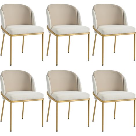 Lot de 6 chaises de salle à manger avec pieds obliques réglables, beiges, pour hôtel et restaurant (1/5)
