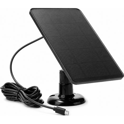 Panneau solaire 3W 6V pour caméra de surveillance Micro USB noir (1/5)