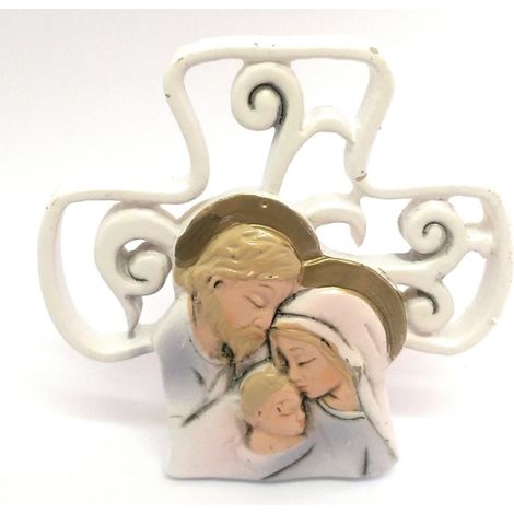 TrAdE Shop Traesio - Set 12 Pezzi Bomboniera Bomboniere Crocefisso Giuseppe Madonna Bambino Ceramica - (1/2)