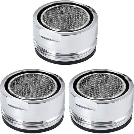 Lot de 3 pièces d'aérateur de robinet. filtre de robinet d'évier. crépine d'évier en acier inoxydable pour pièces de rechange de robinet de salle de bain de cuisine - Argent (diamètre extérieur 24 mm)