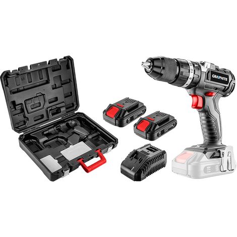 Taladro inalámbrico sin escobillas con atornillador de impacto Energy+ de 18 V, batería de iones de litio, 13 mm, 2 baterías de 2 Ah, cargador y maletín. (1/2)