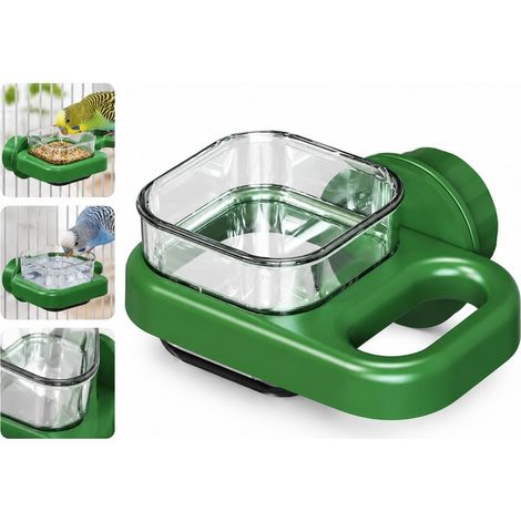 1 Pièce Distributeur de Nourriture et d’Eau pour Oiseaux Vert en ABS, Dimensions 8.4×5.5×4.8 cm, Gamelle pour Perruche et Inséparables (1/5)