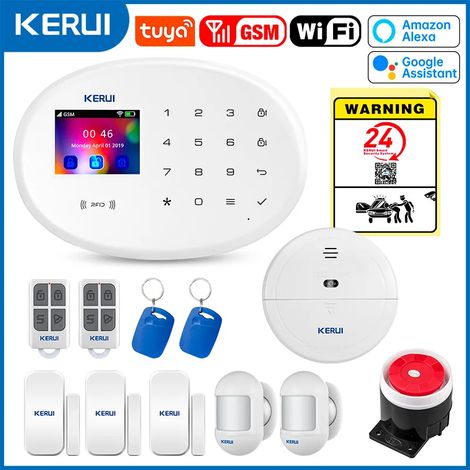 (Pack 4) Système d'alarme domestique, prend en charge l'alarme antivol WiFi GSM, alarme sans fil 433 MHz, compatible avec Tuya Smart Home. (1/5)