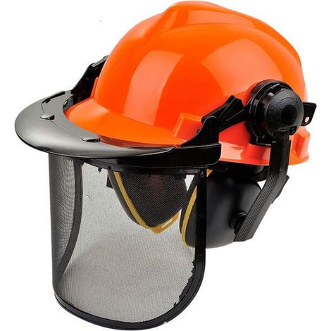 Casque de sécurité forestier avec mentonnière. Casque de travail EN397 réfléchissant, ventilé et léger pour les applications forestières, de construction, électriques et industrielles (taille libre, o (1/5)