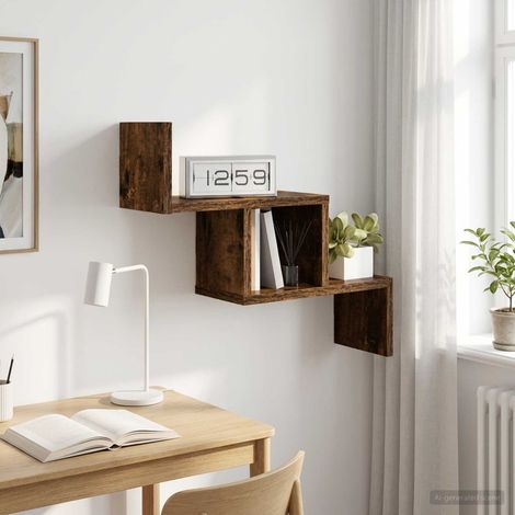 vidaXL Estante de pared Roble Ahumado 48 x 15 x 42 cm (1/5)