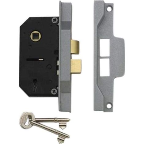 Union 2242 2-Lever Mortice Rebate Sashlock with Silver Enamel Finish, 78.5mm (3-inch) with Visual Indicator, Model UNNY2242SE30