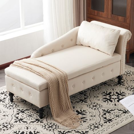Sillón chaise longue con almacenaje beige OKMYHOME (1/5)
