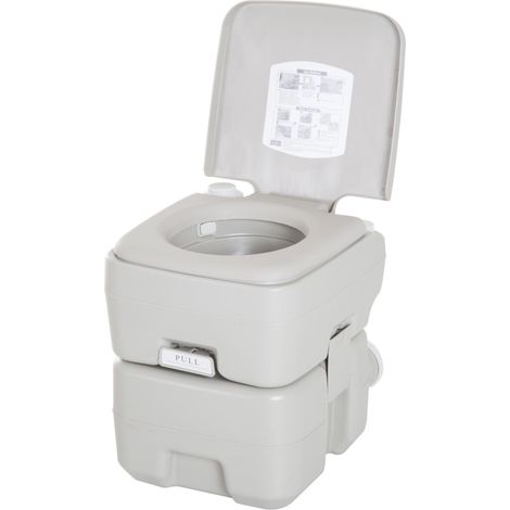 Toilettes chimiques portables PEHD 20L, réservoirs déchets et eau amovibles, capacité 147 kg, pour camping caravane bateau. (1/5)