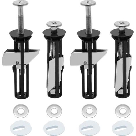Kit de 4 vis de fixation pour abattant de WC, vis de fixation, écrous en acier inoxydable, accessoires d'entretien pour couvercle de WC, pièces de rechange universelles (1/5)