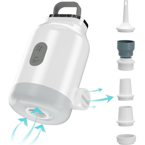 Aufblasbare elektrische Luftpumpe, tragbare wiederaufladbare Mini-Luftmatratzenpumpe mit LED-Campinglicht für Luftmatratze, aufblasbaren Pool, Floßbett, Bootsspielzeug und Vakuumbeutel
