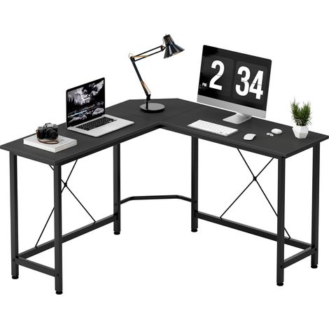 Soges – Bureau d'angle en L 107x107 cm – Plateau en aggloméré résistant aux rayures – Structure métallique stable – Hauteur 75 cm, profondeur 40 cm
