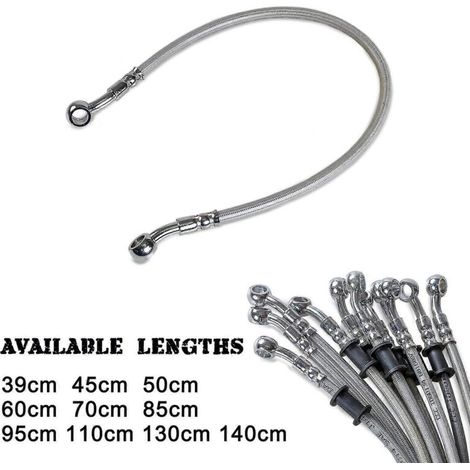 Durite de frein de moto universelle en acier inoxydable tressé, 39-140 cm, boulon hydraulique 1,25 (1/5)
