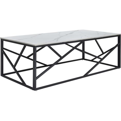 Table basse en céramique et métal - Effet marbre blanc et Noir - MELRONE de Pascal Morabito