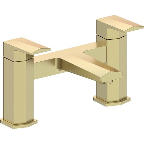 Signature Geo Bath Filler Tap Pillar Mounted - Brushed Brass
