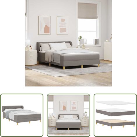 Lits box spring - Lit à ressorts avec matelas Taupe 140 x 190 cm tissu (1/5)