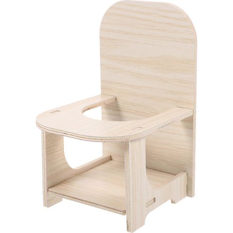 Chaise en bois pour hamster compatible avec les repas, beige, accessoire de mobilier pour petits animaux de compagnie