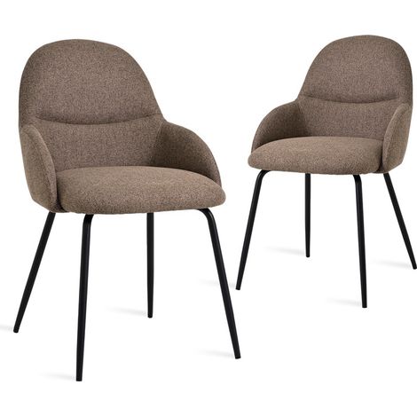 Goeurvant Esszimmerstühle im minimalistischen skandinavischen Stil, mit optimaler Rückenstütze und stabilem Holzgestell - 2er Set - Dunkelbraun