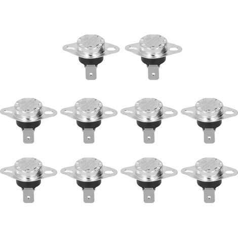 Lot de 10 interrupteurs thermiques manuels à réinitialisation manuelle, bilame 60°C, 10A 250V, protection thermique pour contrôle de température. (1/5)