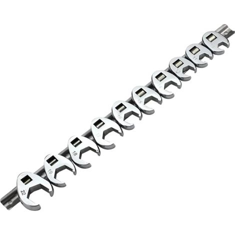 Jeu de clés à fourche Crowfoot, Acier au carbone durable, Design à extrémité ouverte, Argent (1/2)