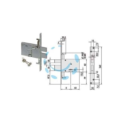 SERRATURA TRIPLICE DA INFILARE DOPPIA MAPPA DOPPIO CATENACCIO 57336 - mm.70 (57336700)