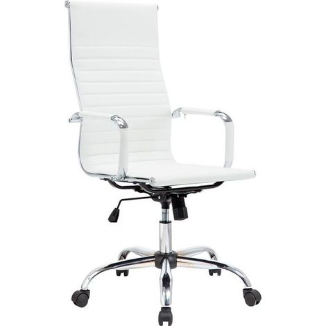 Home Heavenly® - Silla escritorio ergonómica ANDY, silla oficina giratoria con respaldo alto. 115x60x66 cm. Blanco (1/5)