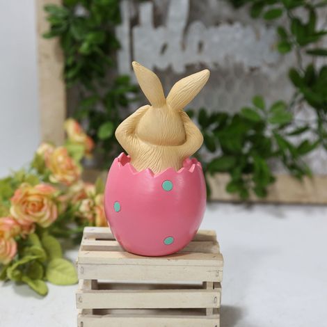 Décoration de Pâques : Lapin assis sur une coquille d'œuf, ornement en résine, cadeau pour enfants et amis. (1/5)