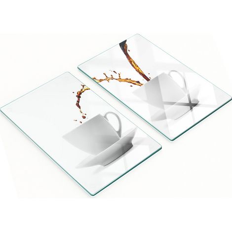 Tablas decorativas multifuncionales de vidrio templado para cocina, color caf茅, 2x30x52 cm.