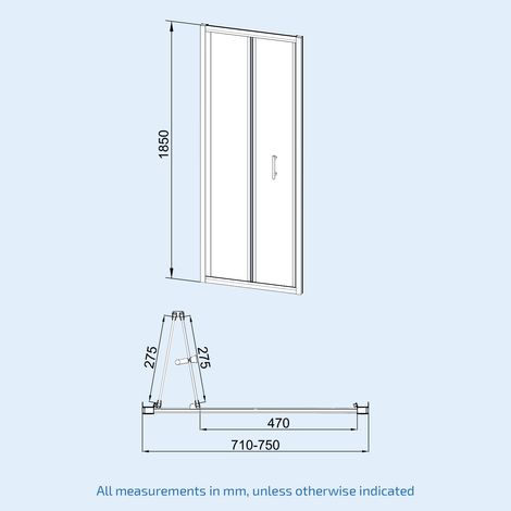 Bi-Fold Folding 760 mm Glass Door with Frameless 900 mm Side Panel (1/5)