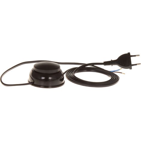 Cavo di collegamento con interruttore a pedale PWN-2 3m 2x0,75 mm² con spina piatta 250V 16A nero W-10150 (1/5)