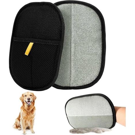 2 Pièces Gant Poil Chat, Double Face Brosse Poils Animaux, Gant Brosse Chat pour Canapé Meubles Tapis Siège Auto (1/5)