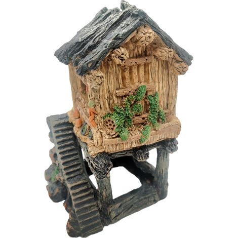 Maison Pour Aquarium - Ornament En Résine Pour Poissons Betta Crabes Lézards Et Caméléons - Dimensions 10x10x17 Cm - Décoration Aquatique (1/5)