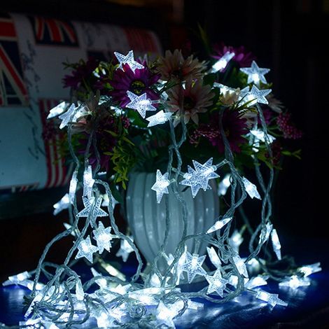 Guirlande Lumineuse Étoile LED - 3 M - 20 Ampoules - Alimentation Piles AA - Étanche - Usage Intérieur Extérieur - Pour Arbre de Noël Jardin Chambre (1/5)