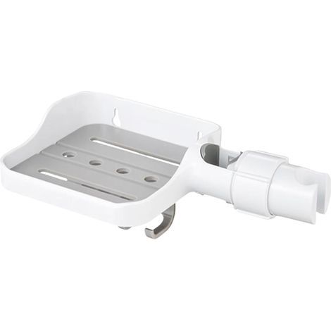 Adjustable rails, shower head holder, soap dish, soap holder, hand shower holder, white (1/5)