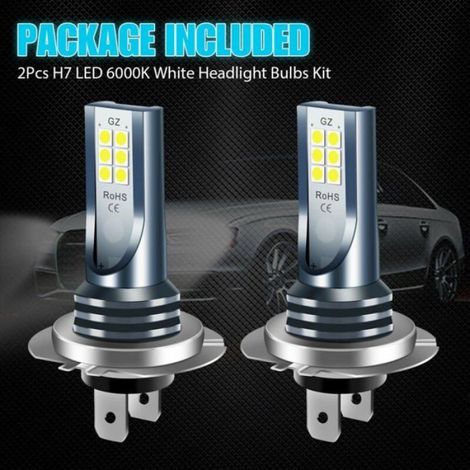 2 Ampoules Phare LED H7 6500K COB 3030 IP68 Feux Route Croisement (1/5)