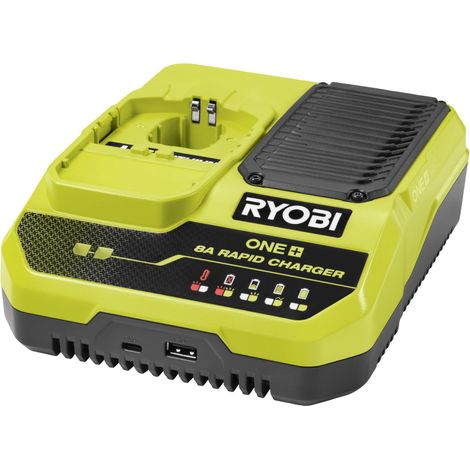Ryobi RC18180 - Cargador rápido de Litio (18 V, 8,0 A, 8,0 A)