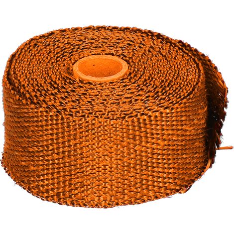 Ruban isolant thermique pour échappement de 5 m en fibre de verre avec attaches en acier allié, orange, pour voiture et moto (1/5)