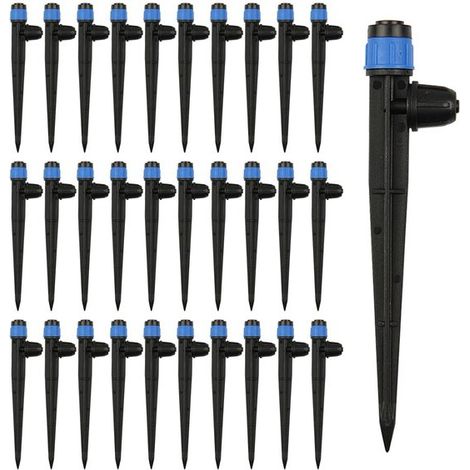 Aspersores de jardín - Juego de goteros - Riego de plantas - Flujo de agua ajustable - 30 piezas - Negro (1/5)