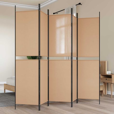 vidaXL Pannello divisorio a 5 parti Beige 250 x 200 cm Tessuto
