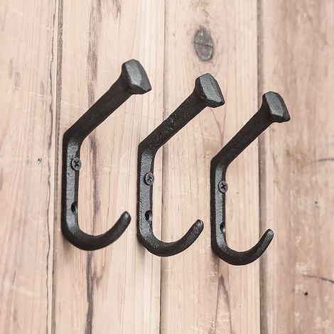 Crochets muraux à visser pour supports de plantes, rangement de balcon, rangement d'outils, garage, jardin, support mural pour plantes d'intérieur et d'extérieur (x3)