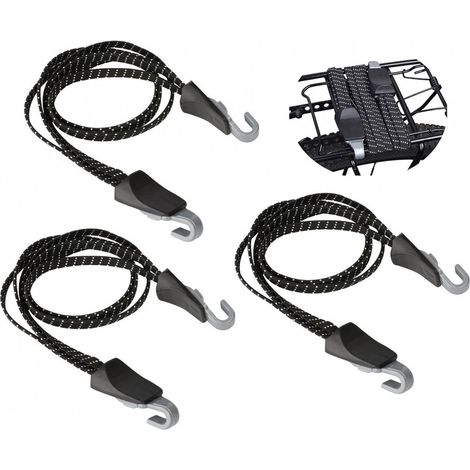 Sangles élastiques - Sangles élastiques universelles pour vélo - Lot de 3 - Sangle à bagages avec crochet - 60 cm - Sangle élastique avec crochet - Tendeur de tente - Trio de sangles élastiques (1/5)