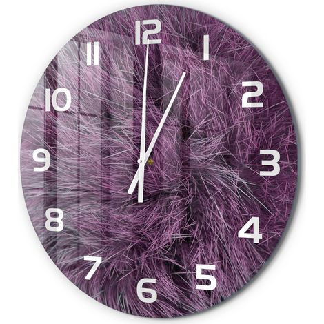 Horloge Murale Ronde Cadeau Original Verre Silencieuse pour Maison Salon Fourrure rose fi 60 cm (1/5)