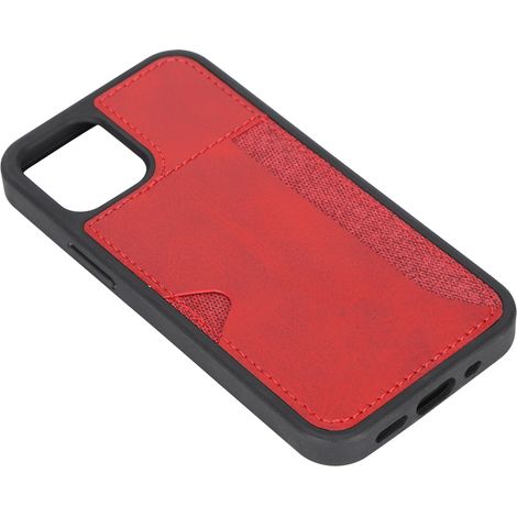 Étui de protection ultra-fin en PU/PC antichoc avec portefeuille latéral pour iPhone 12 Mini (rouge) (1/5)
